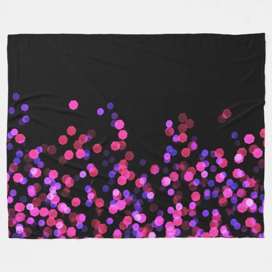 Lila Schwarzes Rosa Bokeh Lights Fleecedecke (Vorderseite (Horizontal))