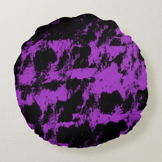 Lila schwarzes Rundpolster Rundes Kissen (Rückseite)