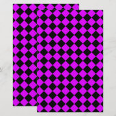 Lila Schwarzes Schachbrett Diamantmuster Briefpapier (Vorne/Hinten)