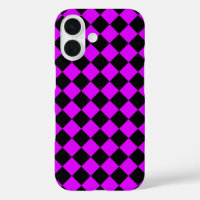 Lila Schwarzes Schachbrett Diamantmuster