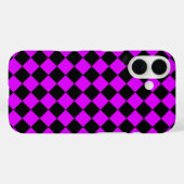 Lila Schwarzes Schachbrett Diamantmuster Case-Mate iPhone Hülle (Rückseite (Horizontal))