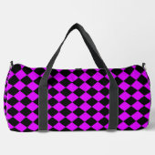 Lila Schwarzes Schachbrett Diamantmuster Duffle Bag (Vorderseite)
