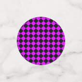 Lila Schwarzes Schachbrett Diamantmuster Konfetti (Klein Vorderseite)