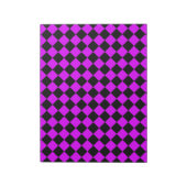 Lila Schwarzes Schachbrett Diamantmuster Notizblock (Rotiert)