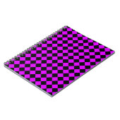 Lila Schwarzes Schachbrett Diamantmuster Notizblock (Linke Seite)