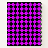 Lila Schwarzes Schachbrett Diamantmuster Notizblock (Rückseite)