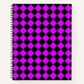Lila Schwarzes Schachbrett Diamantmuster Notizblock (Vorderseite)