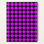 Lila Schwarzes Schachbrett Diamantmuster Planer (Rückseite)