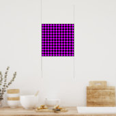 Lila Schwarzes Schachbrett Diamantmuster Poster (Küche)