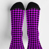 Lila Schwarzes Schachbrett Diamantmuster Socken (Oben)