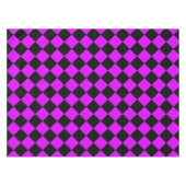 Lila Schwarzes Schachbrett Diamantmuster Tischdecke (Vorderseite (Horizontal))