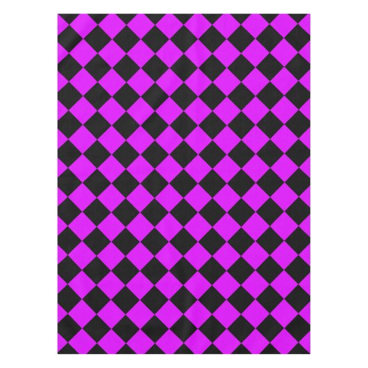 Lila Schwarzes Schachbrett Diamantmuster Tischdecke (Vorderseite)