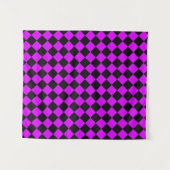 Lila Schwarzes Schachbrett Diamantmuster Wandteppich (Vorderseite (Horizontal))