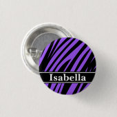 Lila Schwarzes Streifen Muster Button (Vorne & Hinten)
