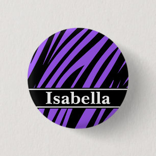 Lila Schwarzes Streifen Muster Button