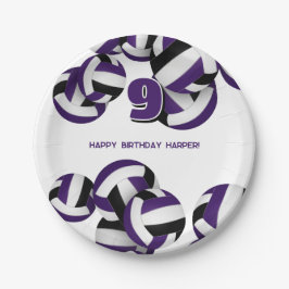 lila Schwarzes Volleyball Kindergeburtstag Party Pappteller