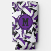 Lila schwarzes Volleyballmuster mit monogramm Selters Dosenkühler (Vorderseite)