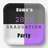 Lila Schwarzweiß-Graduierungspartei Pappteller (Vorderseite)