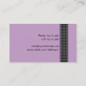 Lila Schwarzweiss-Polka-Punkt-Geschäfts-Karte Visitenkarte (Rückseite)