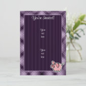 Lila Schwein Einladung (Stehend Vorderseite)