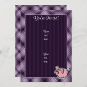 Lila Schwein Einladung (Vorne/Hinten)