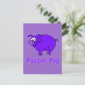 Lila Schwein im Bekleidungsbereich, Tasse, Baby-Sh Postkarte (Stehend Vorderseite)