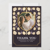 Lila Schwert- und Schildkrötenhochzeit Dankeskarte (Vorderseite)