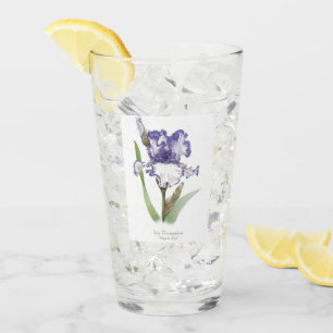 Lila Schwertlilie-Blumen-Botanische Kunst Glas