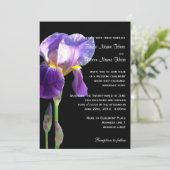 Lila Schwertlilie Blumen Hochzeitseinladung Einladung (Stehend Vorderseite)