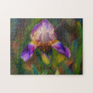 Lila Schwertlilie-Blumenkunst Blumen-Garten-Puzzle Puzzle