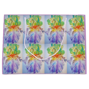 Lila Schwertlilie Irides Blumen Aquarell-Geschenkt Große Geschenktüte