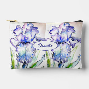 Lila Schwertlilie Irides Blumenmuster Wasserfarbe Zubehörtasche