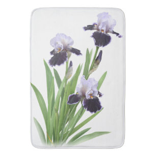 Lila Schwertlilien Blumen Botanische Kunst Badematte
