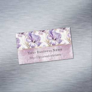 Lila Schwertlilien-Blumen Firmenname Webseite Magnetische Visitenkarte