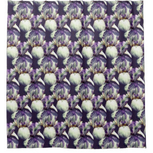 Lila Schwertlilien-Blumen Naturmuster Duschvorhang
