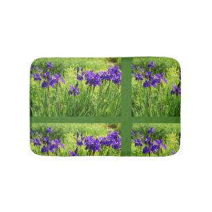 Lila Schwertlilien Botanische Blumenkunst Badematt Badematte