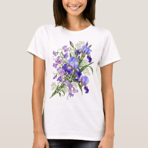 Lila Schwertlilien-Süßerbsen-Strauß Damen T-Shirt
