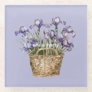 Lila Schwertlilienblumen Glasuntersetzer