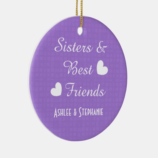Lila Schwestern und bester Freund 2 Herz A08A Keramikornament (Rechts)
