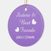 Lila Schwestern und bester Freund 2 Herz A08A Keramikornament (Links)