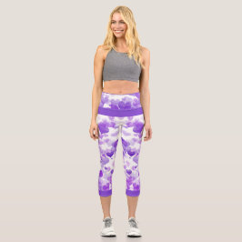 Lila schwimmende Herzen Capri Leggings