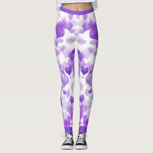 Lila schwimmende Herzen Leggings