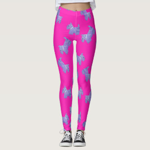 Lila Scottie Terrier Rosa Hintergrund Leggings