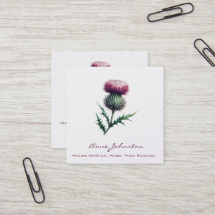 Lila Scottish Thistle Square Business Card Quadratische Visitenkarte