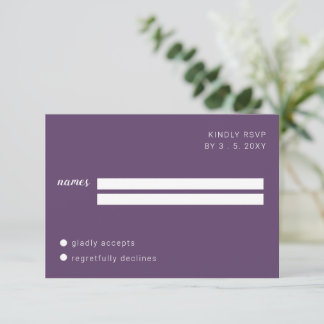 Lila Script Calligraphy Wedding RSVP Karte