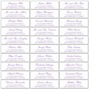 Lila Script Elegant Wedding Guest Address Labels