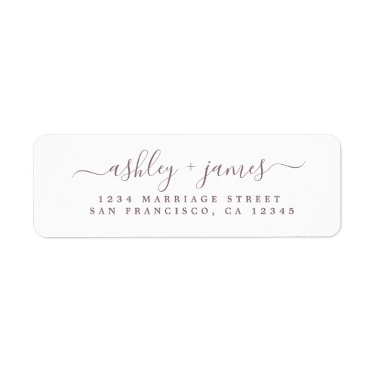 Lila Script-Hochzeitsskripte-Rücksendeadresse (Vorne)