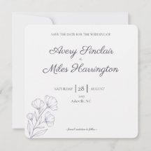 Lila-Script-Linienkunst-Hochzeit Save the Date
