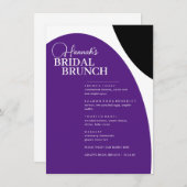 Lila Script Minimal Bridal Brunch Menü Menükarte (Vorne/Hinten)