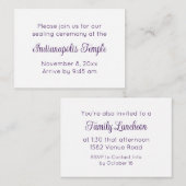 Lila Script Temple Sealing & Meal Einladung (Vorne/Hinten)